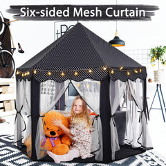 Monobeach Princess Tent measures 55x53 inches for roomy play.