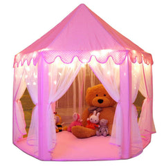 Monobeach Princess Tent front view with star lights for cozy indoor play