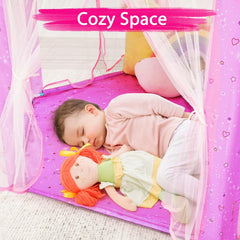 Monobeach Princess Tent package includes tent, poles, instructions and star lights.