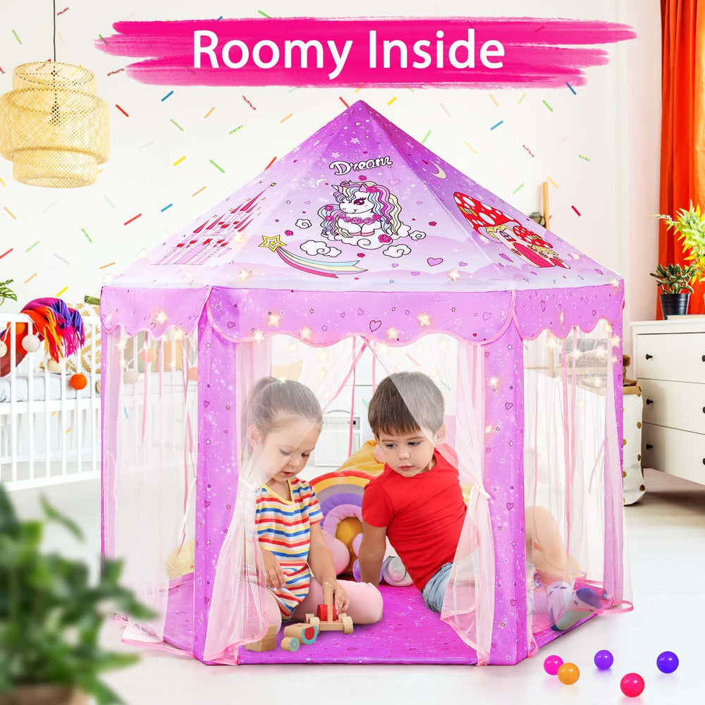 Monobeach Princess Tent star lights add magical ambience for kids.