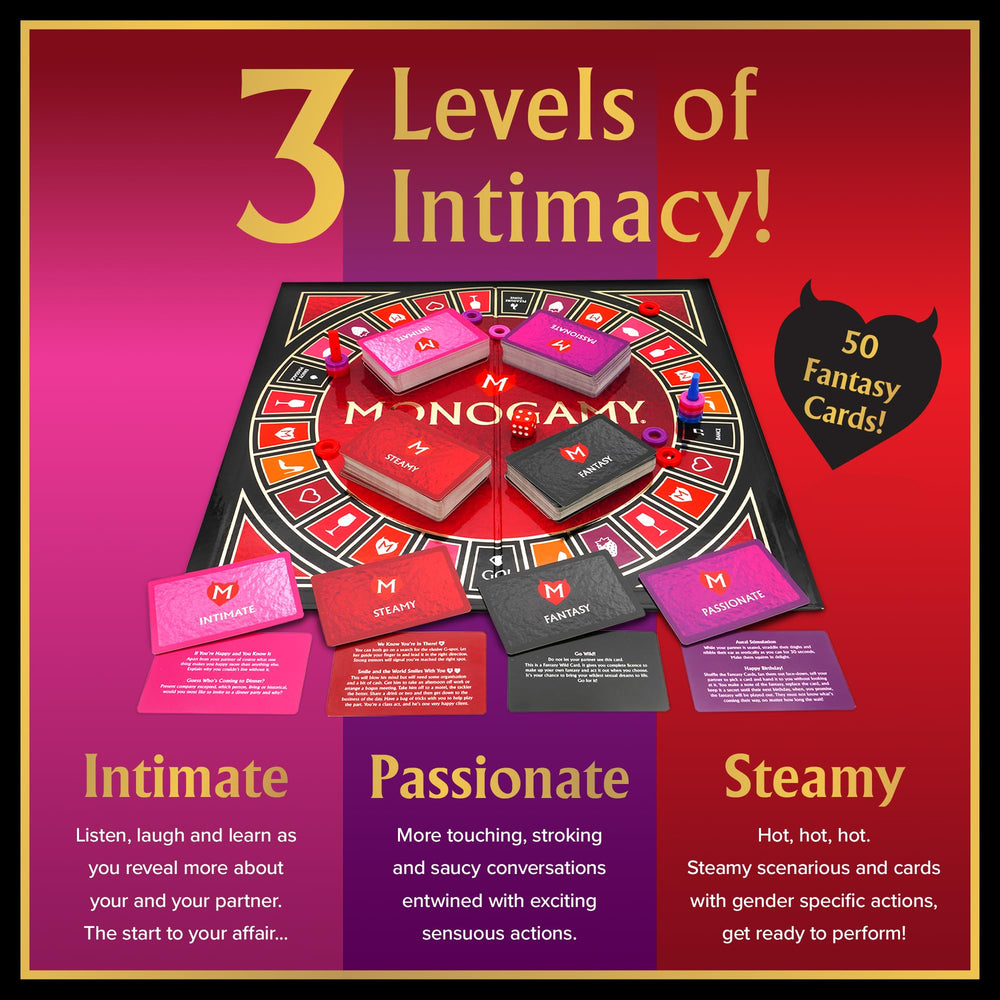MONOGAMY task illustration showing playful challenges for couples