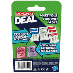 Monopoly Deal card game travel-friendly design fits on the go play.