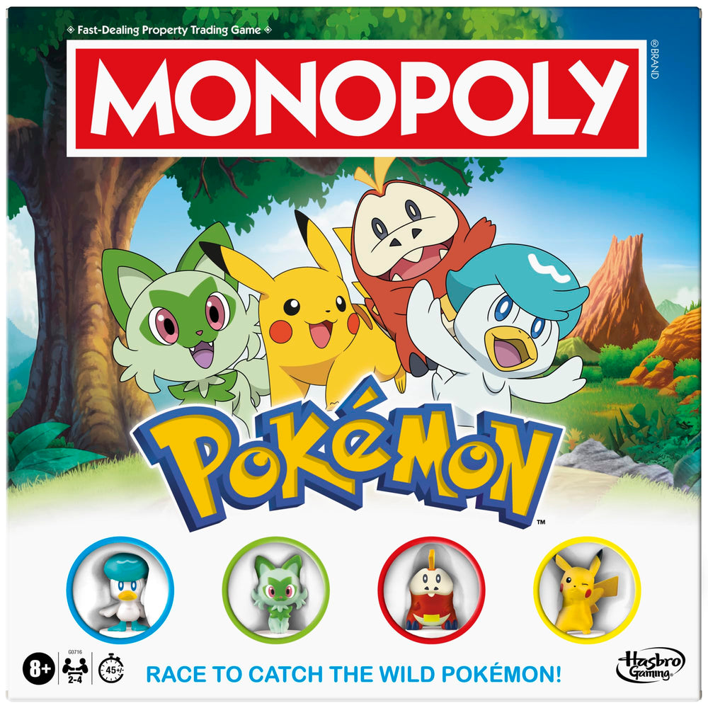 Monopoly Pokémon Edition gameboard with colorful locations for family game night