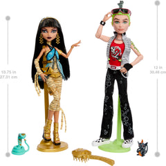 Monster High Deuce Gorgon creeproduction doll with striped vest and signature shades.