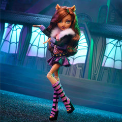 Clawdeen Wolf doll wearing animal-print top for styling and posing.