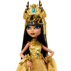 Monster High Cleo De Nile with gleaming headdress shines on shelf or display