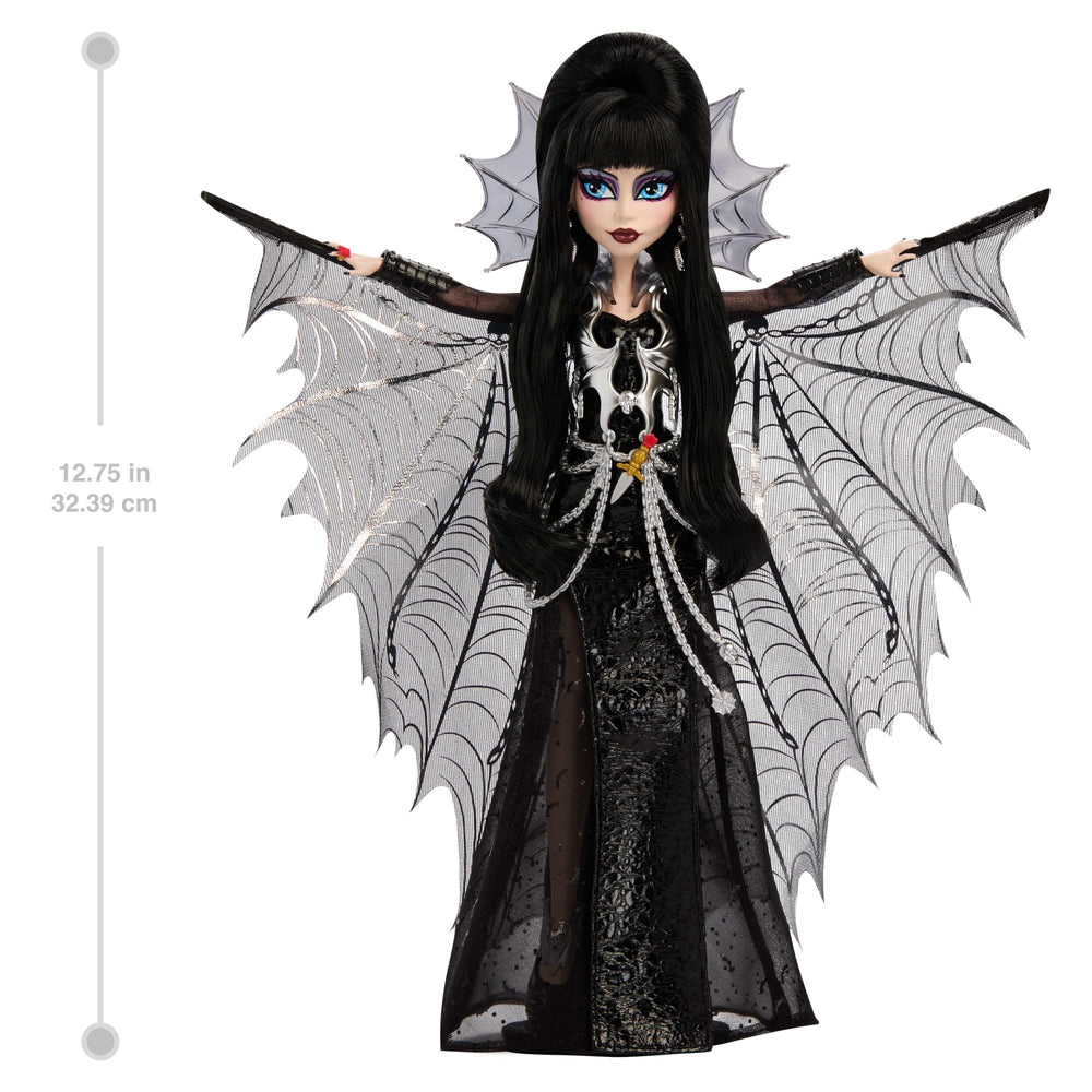 Monster High Elvira packaging-inspired design enhances unboxing and display theme.