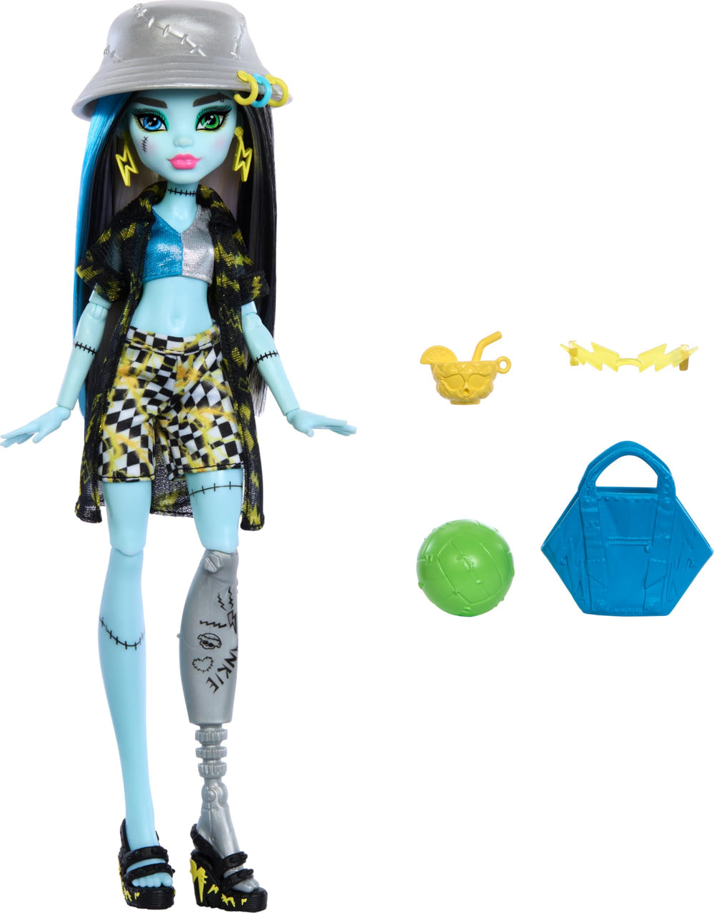 Monster High Frankie Stein in Scare-adise swimsuit for imaginative beach adventures.
