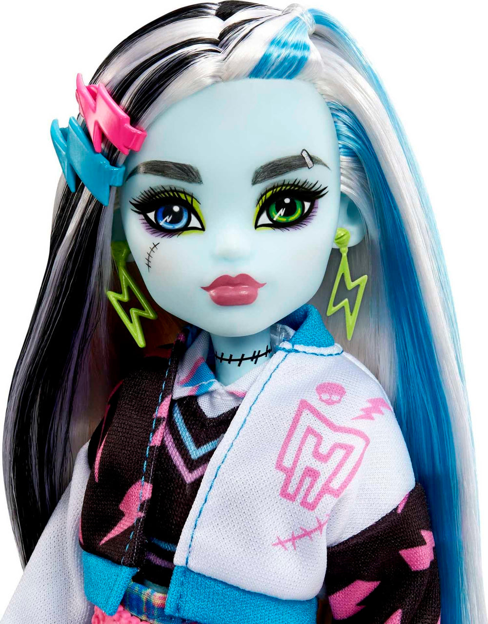 Frankie Stein stitch vest and accessories for expressive poses.
