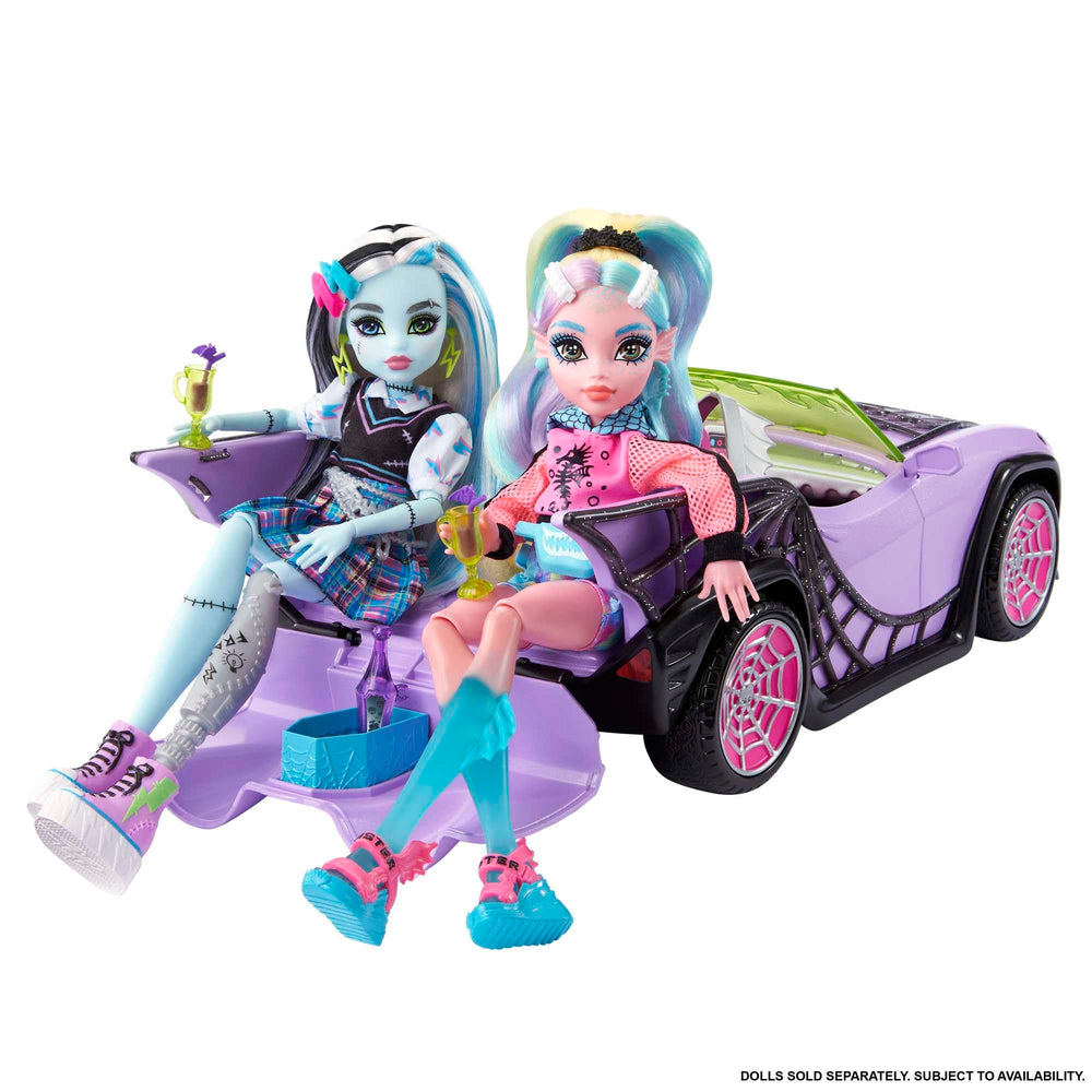 Monster High Ghoul Mobile purple exterior with spiderweb accents for stylish spooky outings