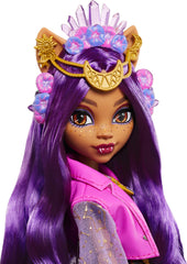 Monster High Monster Fest crystal necklace and faux fur trims enhance festival glam