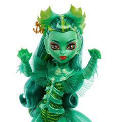 Monster High Skullector Creature from The Black Lagoon doll, pearlescent armor detail on torso