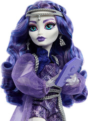 Monster High Spectra Vondergeist doll featuring pet Rhuen ferret for spooky companionship.