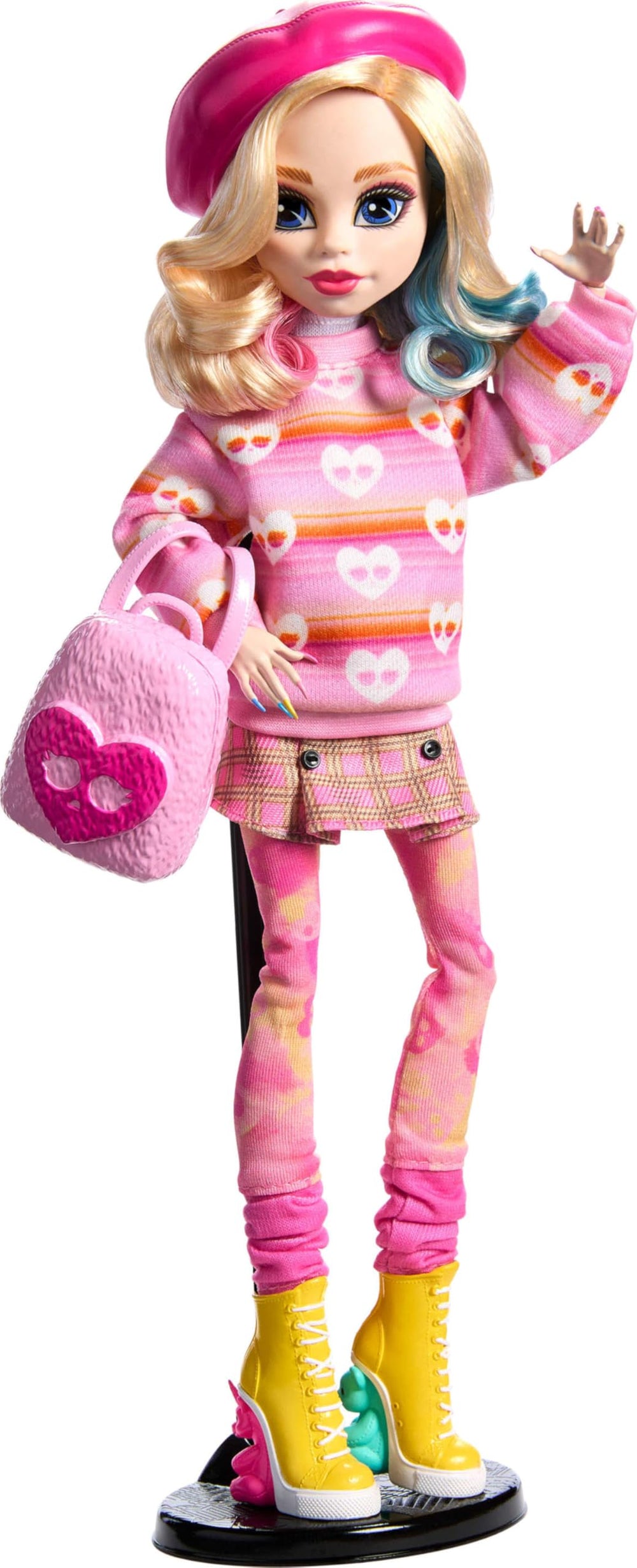 Monster High Enid Sinclair doll wearing yellow sneakers for playful, imaginative play.