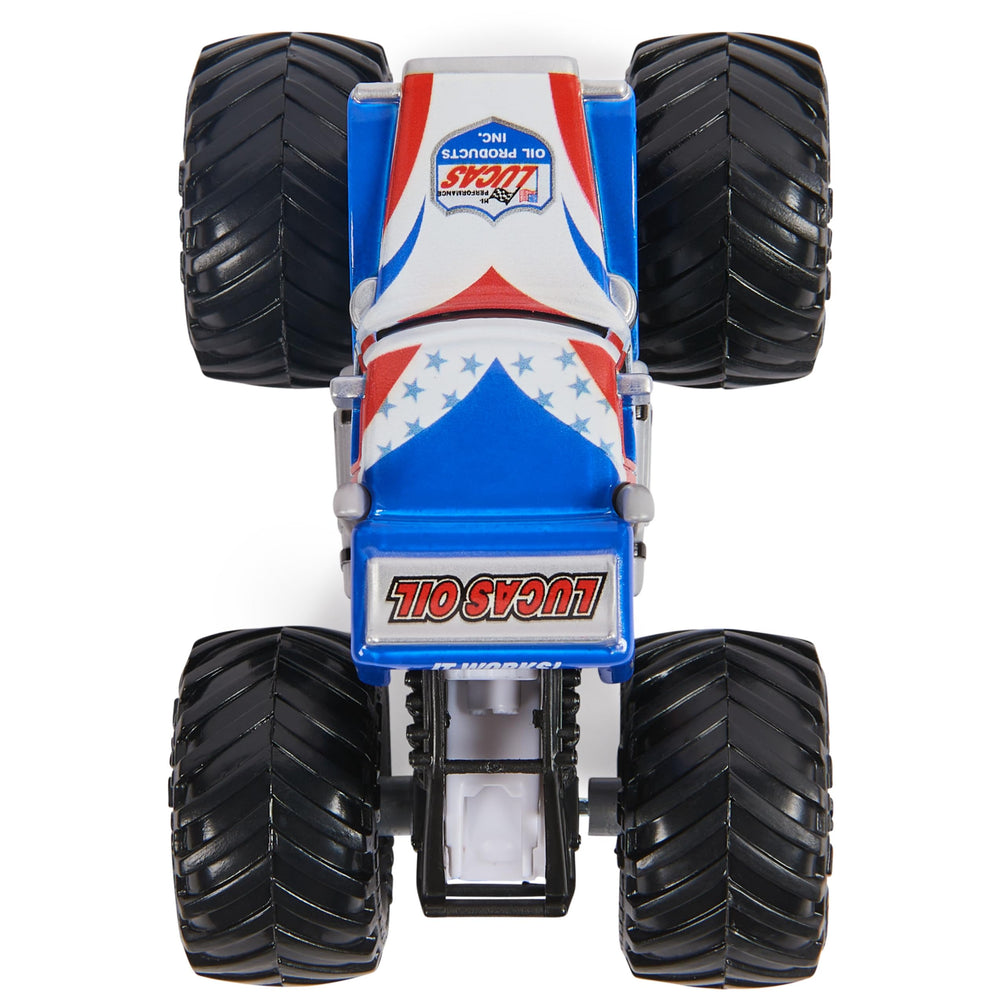 Monster Jam Lucas Stabilizer vs Jester action pose ready for play