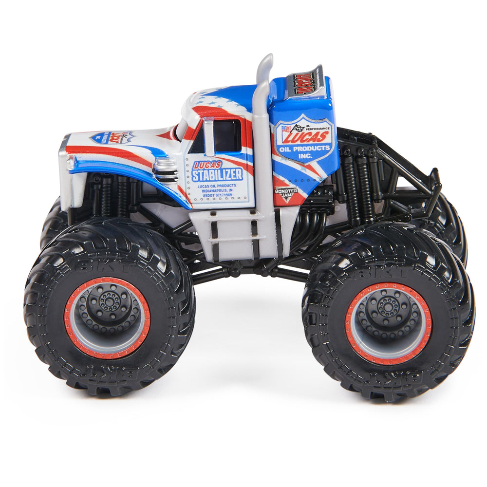 Monster Jam Lucas Stabilizer vs Jester rear graphics highlighting official tires