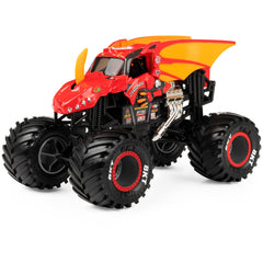 Monster Jam Bakugan Dragonoid 1:24 rear view emphasizes rugged detailing and collectible appeal