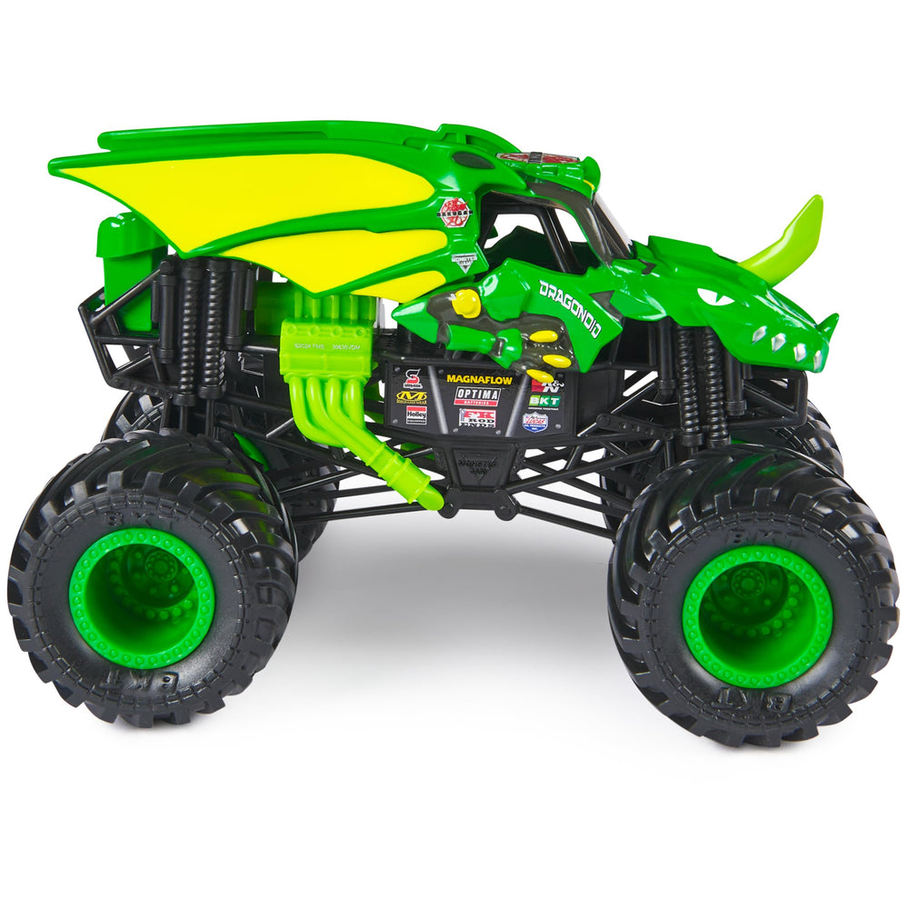 Monster Jam Bakugan Dragonoid green BKT tires offer strong traction for action-packed play