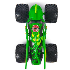 Monster Jam Bakugan Dragonoid green chrome rims gleam, signaling premium build for display or play