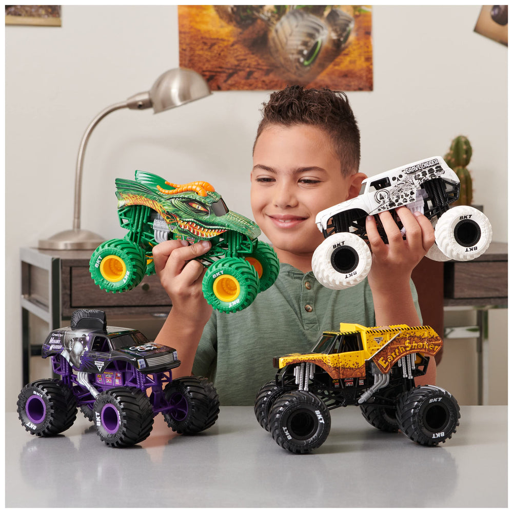 Monster Jam Bakugan Dragonoid green collectible packaging aids safe storage and gifting