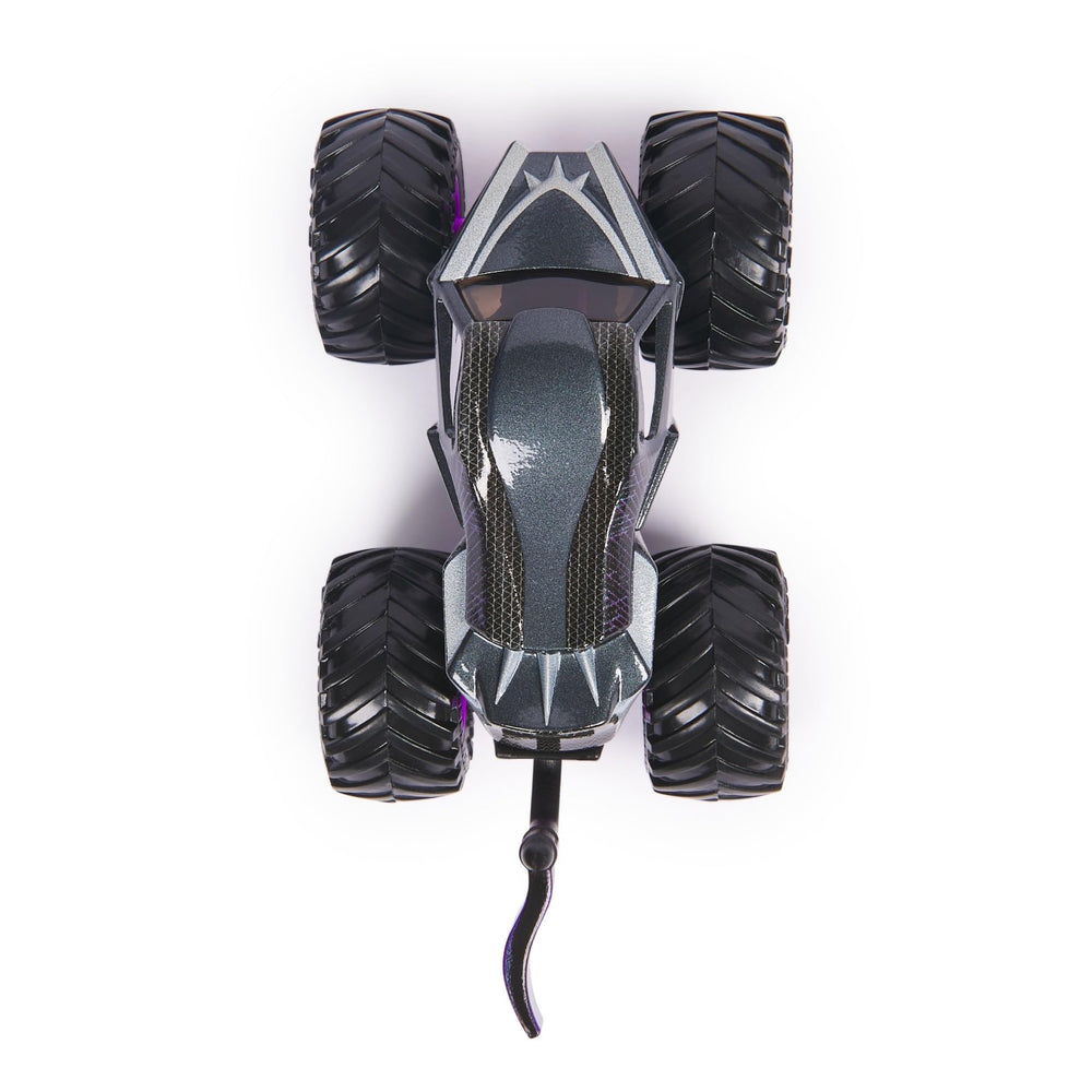 Monster Jam Black Panther 1:64 diecast interior detail supports authentic scale feel for collectors.
