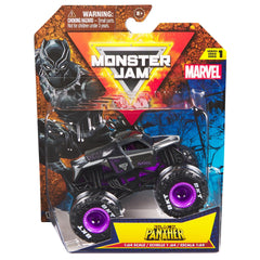 Monster Jam Black Panther 1:64 front view shows bold graphics and durable die-cast build for display.