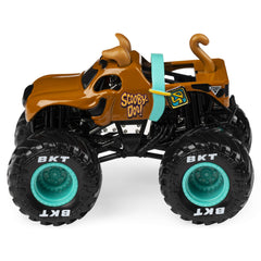 Monster Jam chrome rims and chassis detailing shine under light for authentic look.