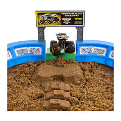 Crushed car mold adds obstacle variety to the course.
