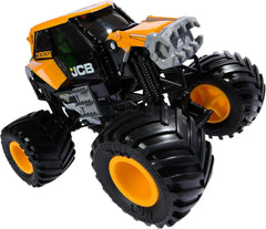 Die-cast body showing realistic chassis detail and branding on the Monster Jam truck.
