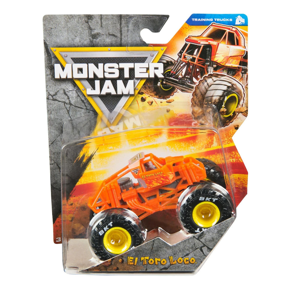 Monster Jam El Toro Loco 1:64 front view with official graphics.