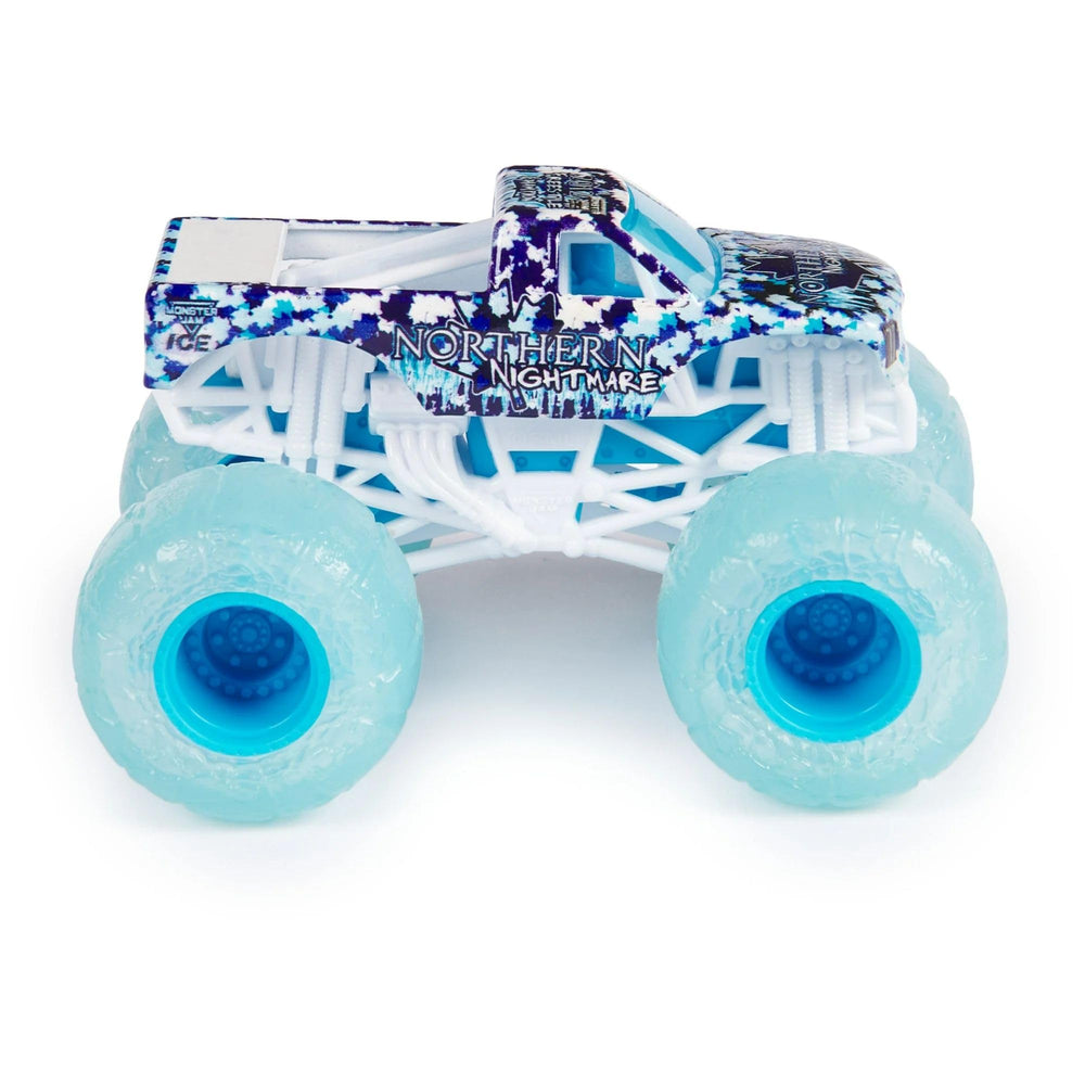Monster Jam Son-Uva Digger Fire and Ice reveals vivid chassis and stylized flames.