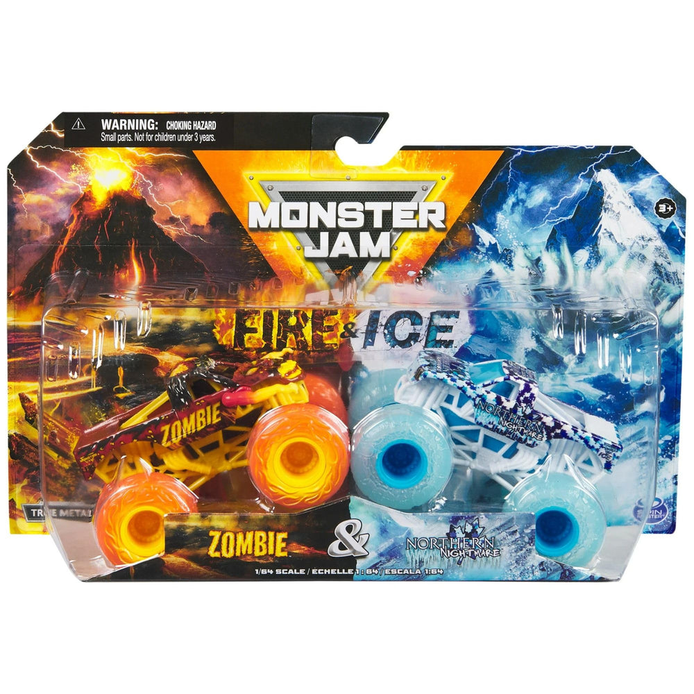 Monster Jam Fire and Ice Zombie close-up shows bold graphics for dynamic play.