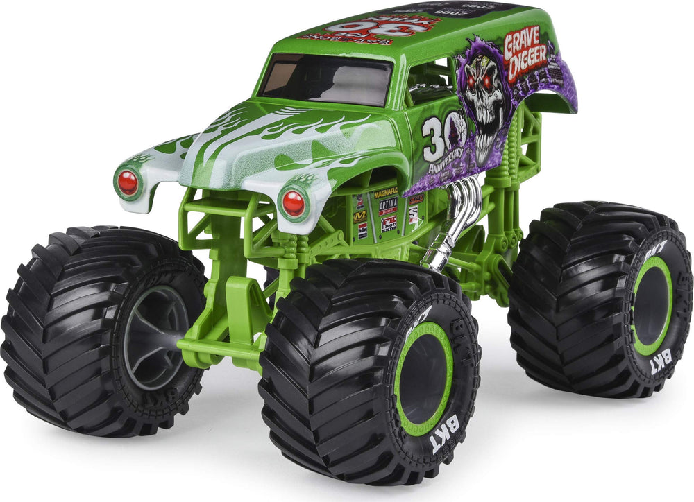 Monster Jam Grave Digger 1:24 side view captures authentic scale and stance