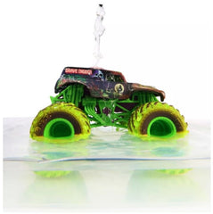 Monster Jam Grave Digger rugged die-cast detail emphasizes durable construction for rough play.