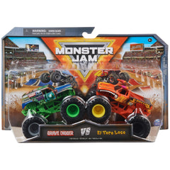 Monster Jam Grave Digger vs El Toro Loco 1:64 front view with bold graphics for display