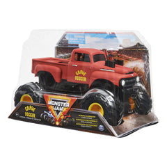 Monster Jam Grave Digger retro suspension action demonstrating working chassis for stunts.