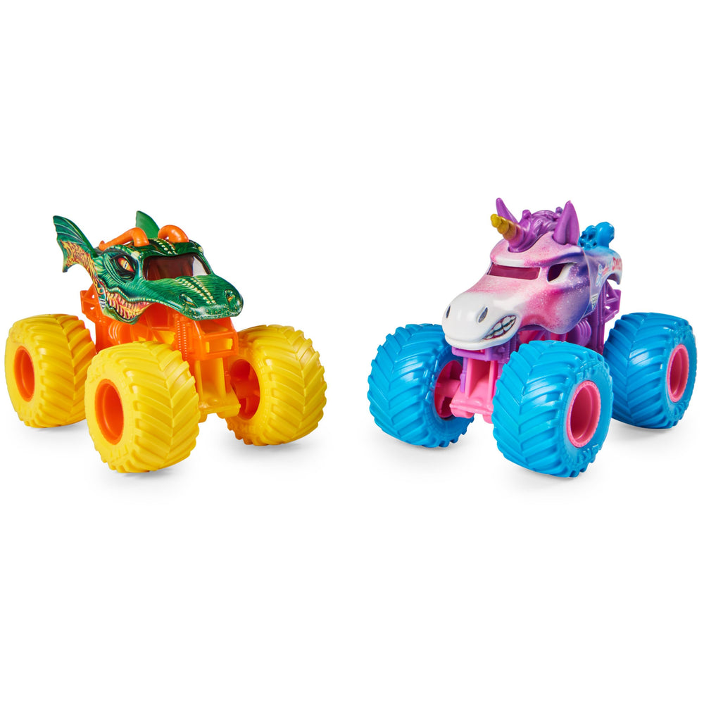 Monster Jam Grave Digger vs Zombie 1:64 scale trucks with authentic graphics for display