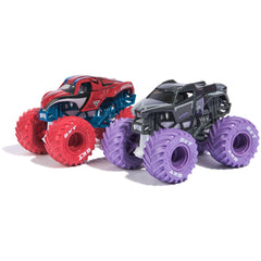 Monster Jam Iron Man vs War Machine 164-scale trucks for action-packed play.
