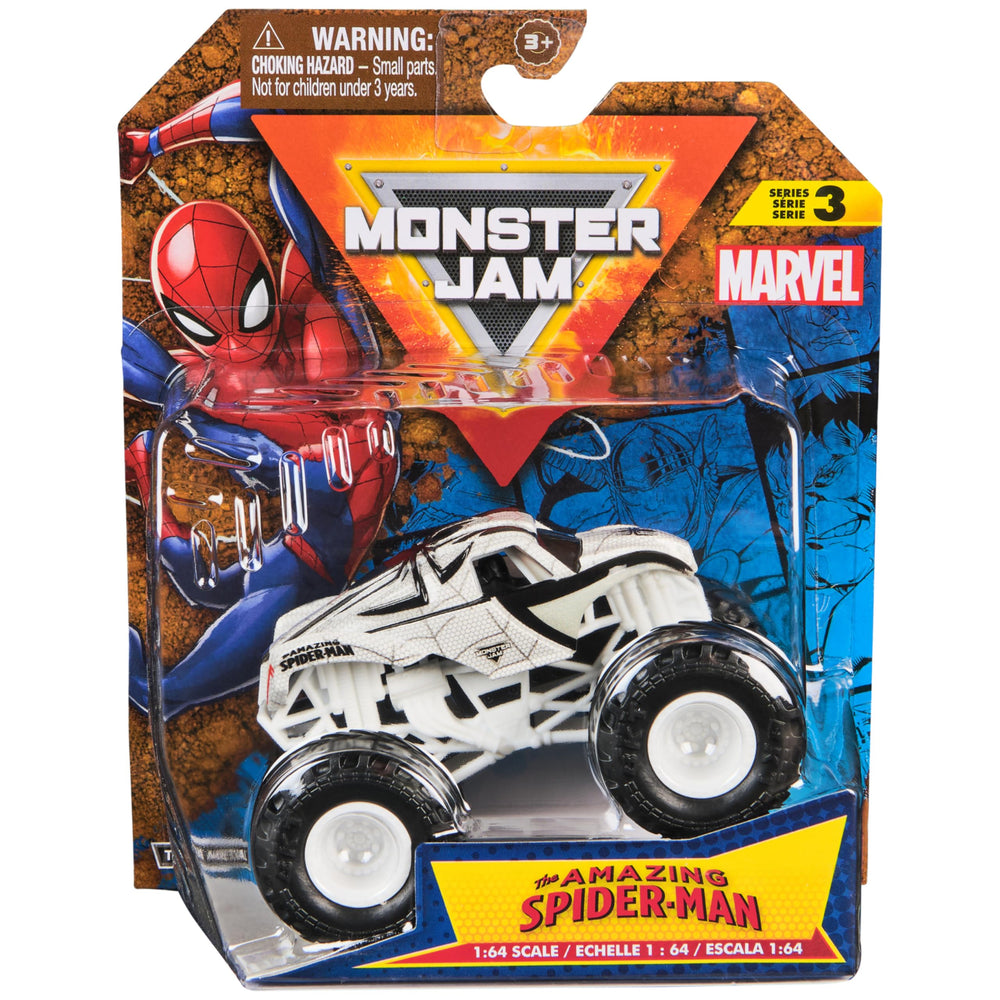 Monster Jam Marvel Spider-Man truck in vivid colors for action-packed play.