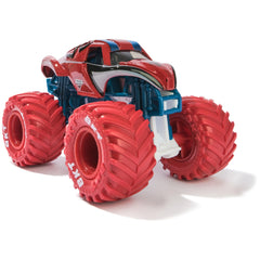 Marvel Monster Jam trucks feature detailed designs and BKT tires for authentic feel.