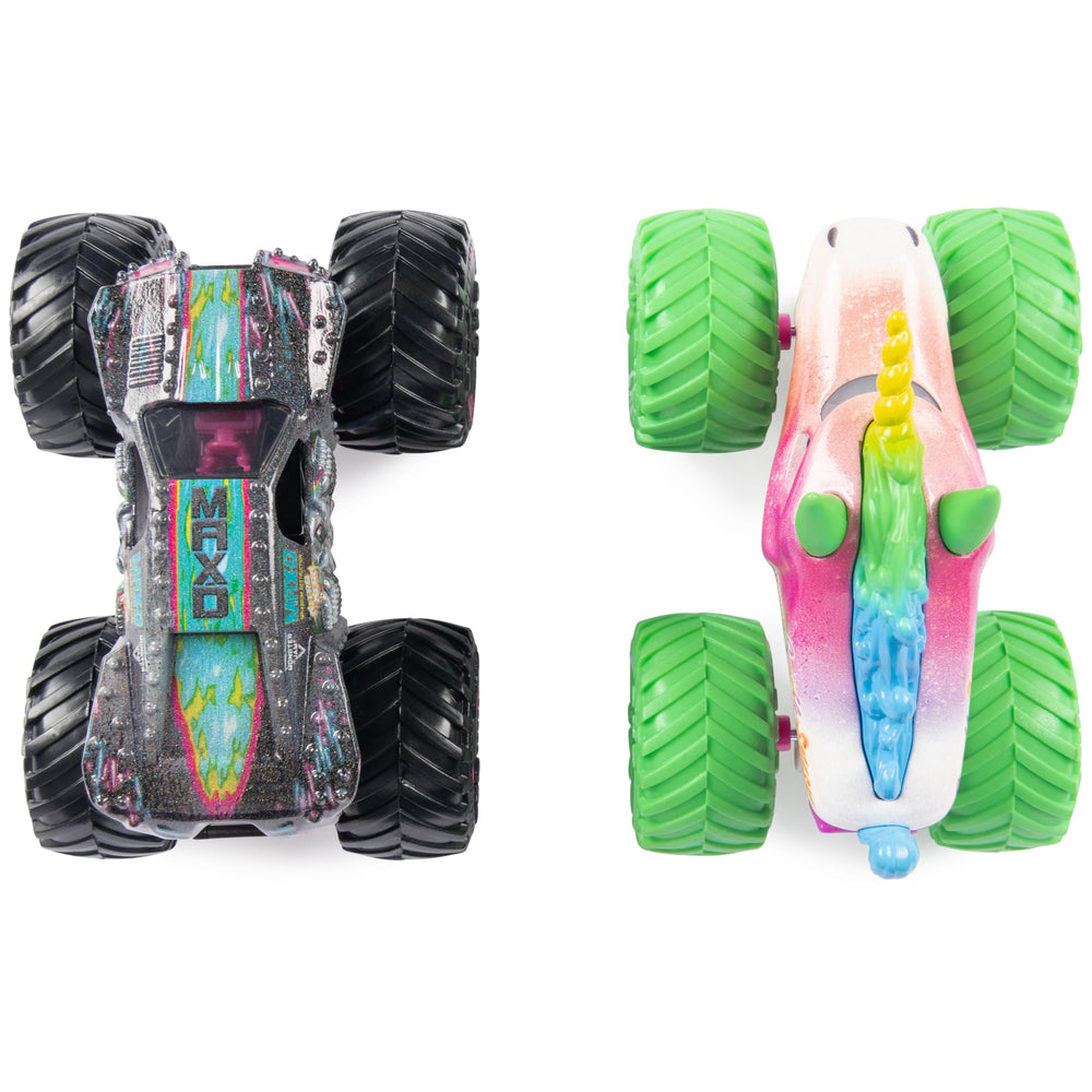 Monster Jam Max-D Neon side view shows exclusive neon styling