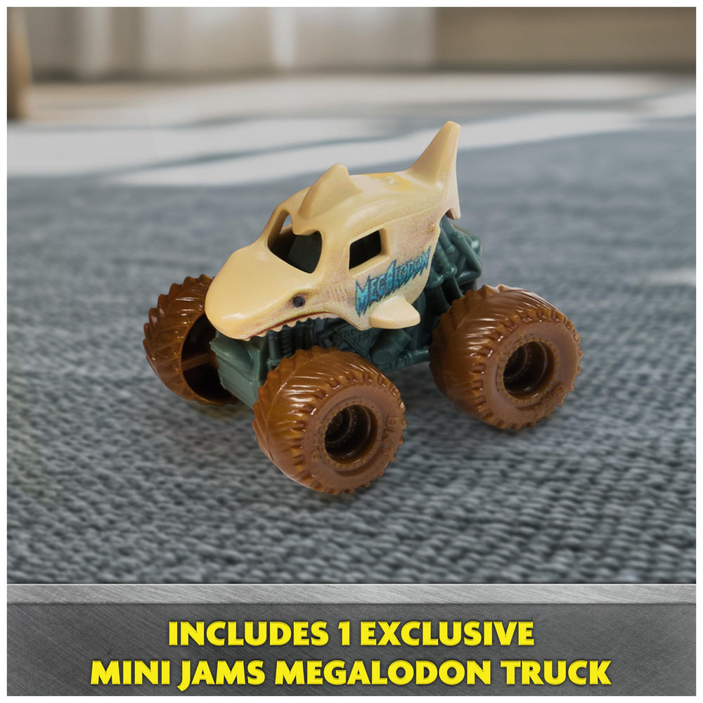 1:87 scale Megalodon truck shown with chomp action for mix-and-match play.