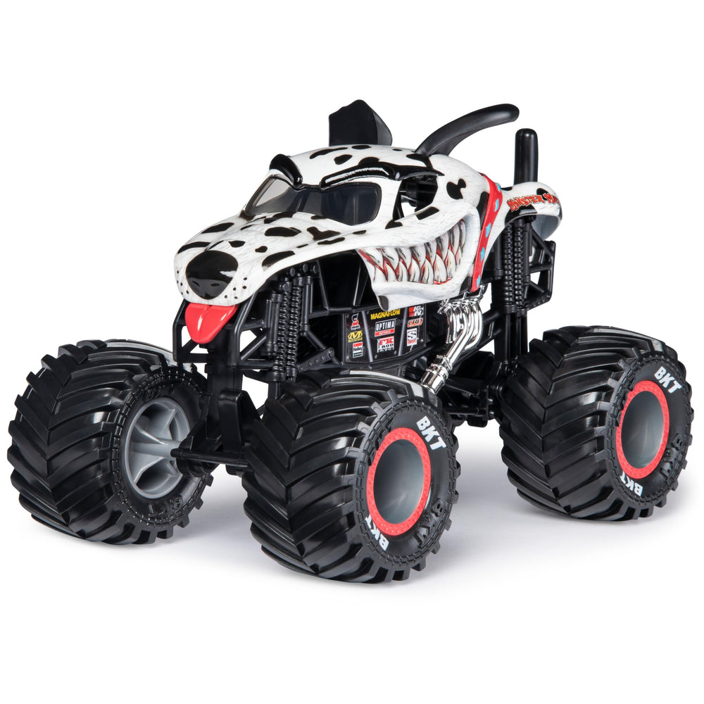 Monster Jam Monster Mutt Dalmatian suspension detail enables smoother jumps.