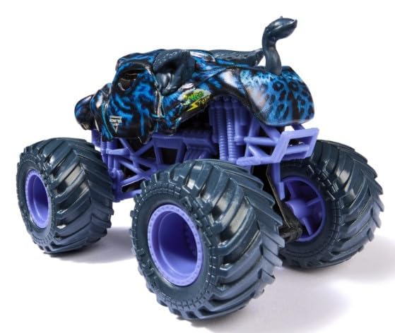 Monster Jam Night Storm Crazy Creatures 1:64 packaging with QR code for collector poster access.