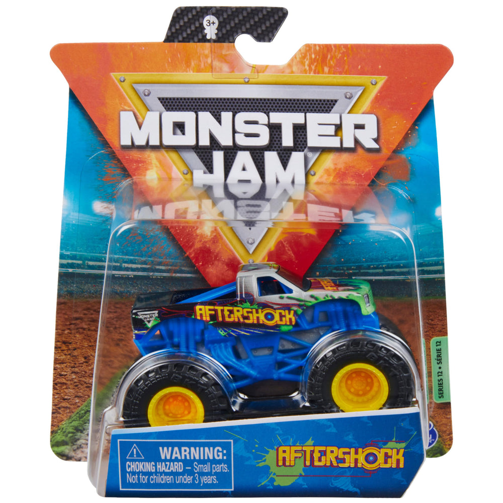 Monster Jam Aftershock truck 1:64 scale with chrome detailing for display and collection