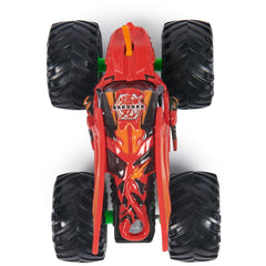 Monster Jam 1:64 die-cast truck BKT tires emphasize authentic rolling feel.
