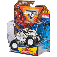 Monster Jam official Marvel logo truck highlighting branding for fans.