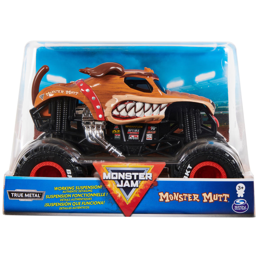 Monster Jam official Monster Mutt 1:24 scale truck with authentic detail for display.