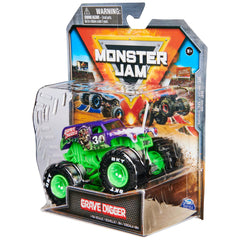 Monster Jam packaging design showcases the official Grave Digger theme and branding.