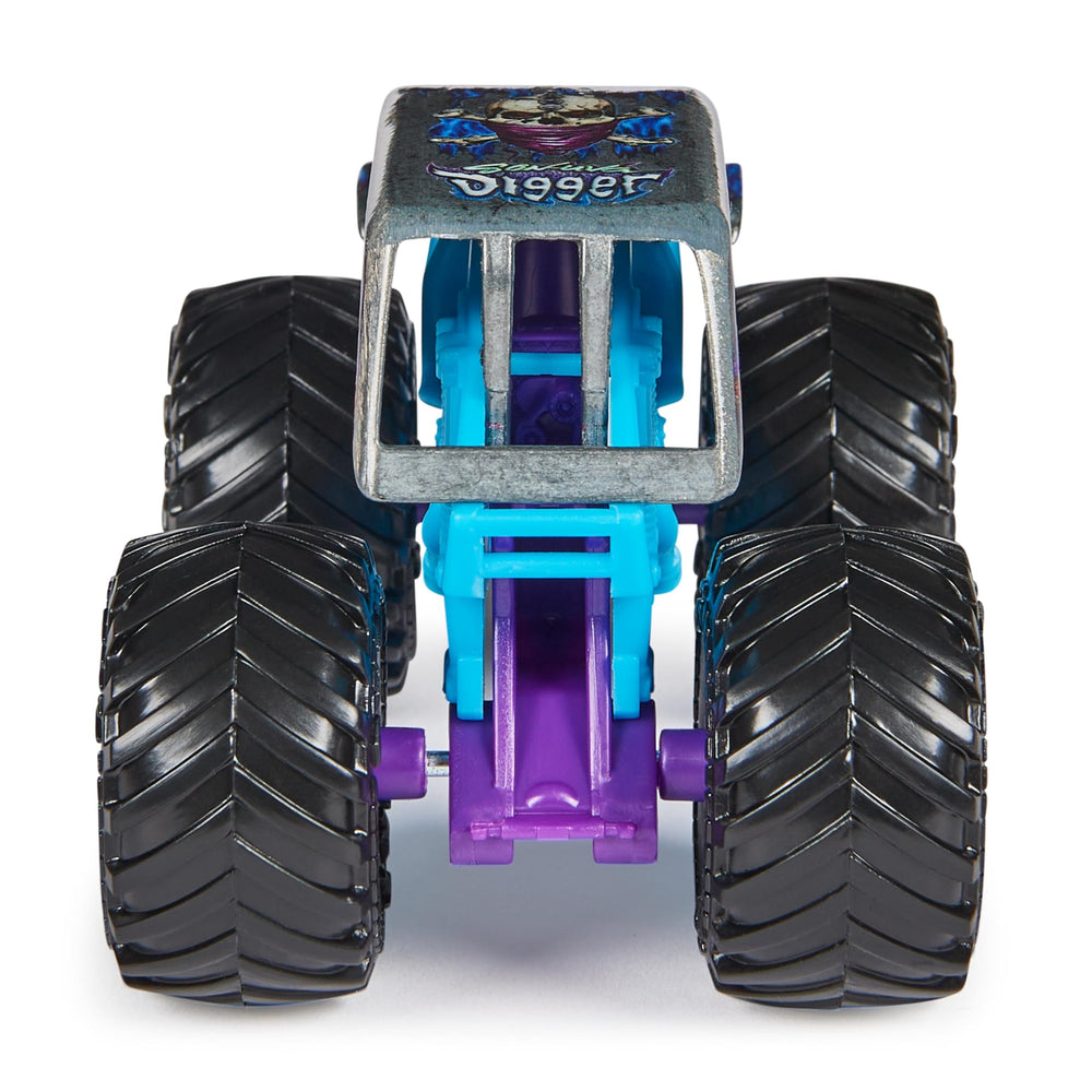 Monster Jam packaging with QR code poster download for extra digital collectibles.